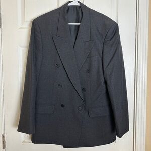 Alexandre of England Gray Pure New Wool Double Breasted Suit Jacket Men Size 40R